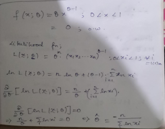 f (x; 0) =ox olaci Likelihood 1/2; 2) = oth (audz...an) GOLXicisti = 1cion 12 en L (20) = n en o + (0-1). Izn xi [ en L (2;o)