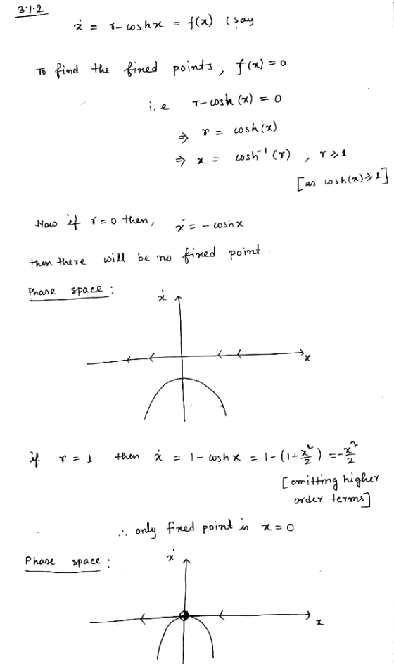 3.2 find the fined points, fa)o To osh T) an wsh(n) Now - osh x fined point wil be mo thun there Phare space hn 1-osh x = 1-
