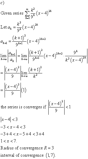(x-4)24 Ito ay Given series Letax axt = ox(x- -4)24 (k+1) = ghth (x-4) 24+2 4x+1 = lim (x+1) 94 ght? (x-43 2442 ** (x-4)** X-