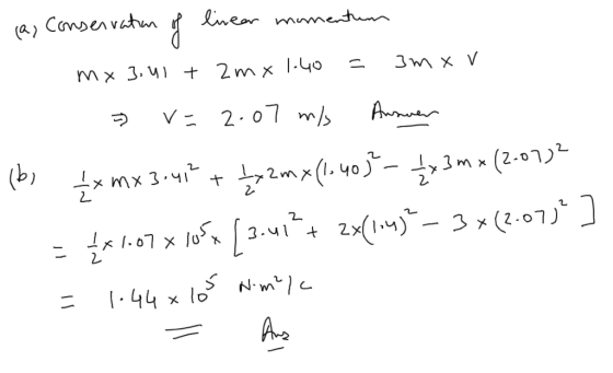 ineor (a) Consenvatn mwwetun 3wx V Mx 3.V + 2m x |-Go 2-07 m/s V: An (b) 글x mx3.4r + 능2m (. 40)-글1m> (2.07)- (2-9732 3 x (2.