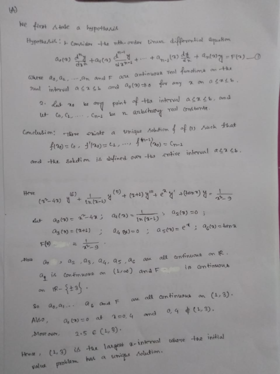 We first state a hypothesis Hypothesis to consider the nth-order lineer differential equation Aota) dan tin Amlosg = F2-0 7 w