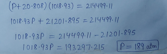 (P+ 20-808) (1018.93) = 214499.11 1018.93 P +21201-895 = 214499.11 1018.93P = 214499-11-21201-895 1018.93P - 193297.215 P= 18