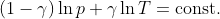 (1-7) In p+yIn T = const.