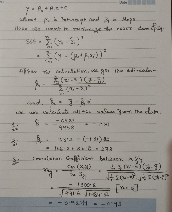 Date ct whose βο. Intercept and _ ßlind e. am Calculate all the nalus on the clata 65 03 4958-一1.31 庄ㄧ互ㄧ一168.2- --(-131) 80. 168:2tlou 273 1300. 6 1984 5b