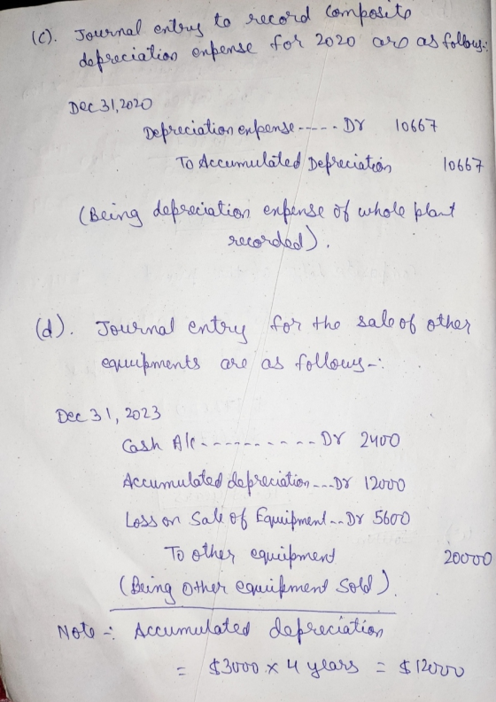 (c). Journal ertrag to record composito depreciation enpense for 2020 are as follows: Dec 31, 2020 Depreciation expense -----