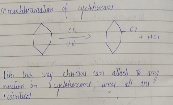Mmacklounatuen of cyclohexani + HOU like this way chlorine can attach position un cyclohercant, suny all Tidentical 1 . to an