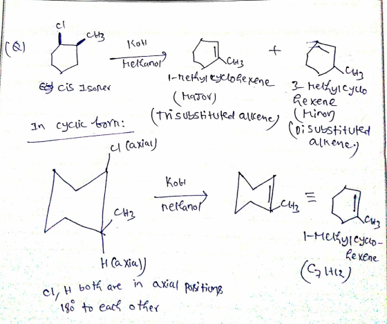 ch rellanol rrethylcyclohexene KOH 1. Melfamond Chant a Gel cis Isoner (Major) In cyclic Gorn: (The Substituteel alkenes Chin