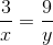 \frac{ 3}{x} = \frac{ 9}{y}