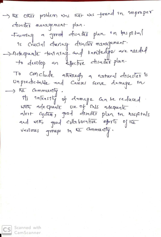 . the other problem was that was found in improper disaster management plan. Farming a good disaster plen in hospital is cruc