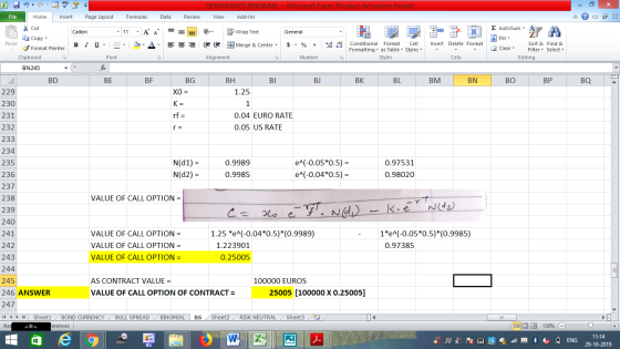- 2x Σ AutoSum : A Fill Sort & 2 Clear Filter Editing Find & Select BO BP BQ 5 K= 231 DERIVATIVES BINOMIAL - Microsoft Excel