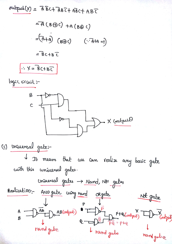Julpub (x) = ĀBCT ĀBit ABCT ABT (B) +A (BOC) -CA79) (BOC) (.. Ata =1) =BctB .:XBC+B7 logic Ertuiti B X (outpull) (c) universa