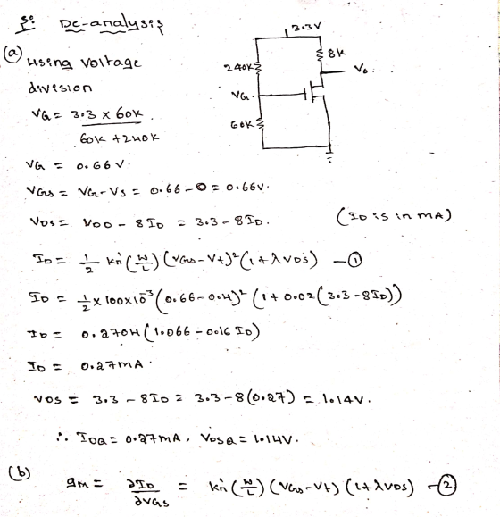 & De-analystę 3.3V ok using voltage 24088 Vo: division VG. VG = 303 x 60k Gek & Gok tznok VG 0.66V: NGS = VG-V3 = 0.66-0= 0.6
