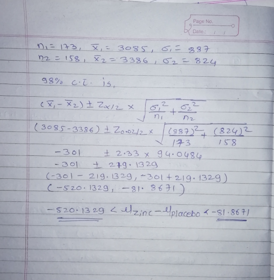Page No. Date: 1 に173, 文:3085S-887 h2=158, 2=33861 G2=824 98% C.I. is (ヌー)土ZxIzxSzt2 no nz (3085-3386)土Zoozlzx11887182422 1