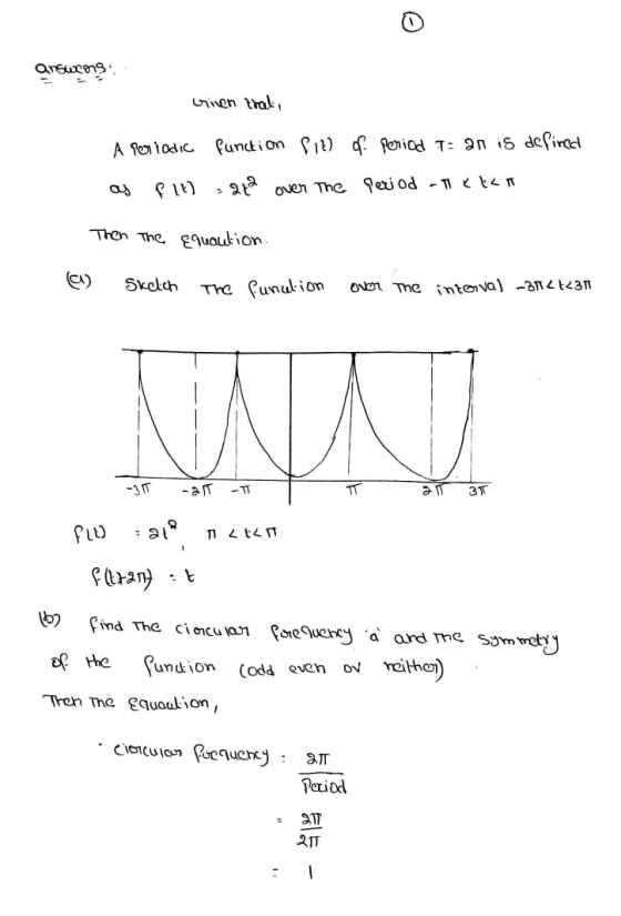 answers viven thal, A periodic function fit of period t= an is defined as fit) = 242 over the period aneka Then the equaution