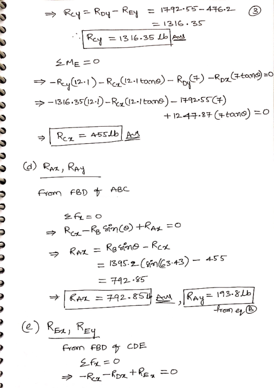 → Rey - Roy - Rey = 1792-55-476-2 3 =1316.35 Rey = 1316-35 16 ans EME=0 → Rey(12.1) - Rcq(12.1 tano) - Roy(+) –RDX (7tang) =0