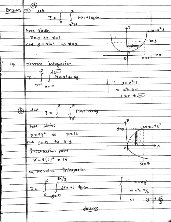A) Answon eet IS fro, u) dy dal o 2²41 Ky=x241 here limits x=0 to .x=1 and y=x²1 뼹 to a=2 2 >X 다 와 one on integration = f f f
