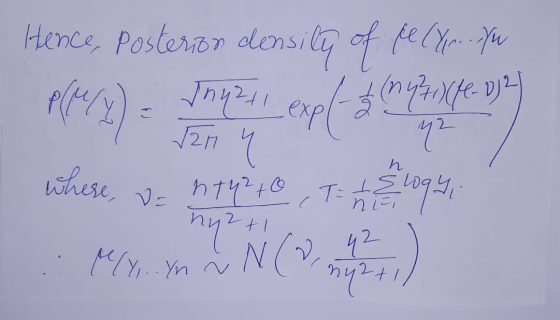 Hence, posterion density of fe (Ypr. Yu Pray) 124 VE nuti where, venty20 , T = 2logy, 10.maN(2)