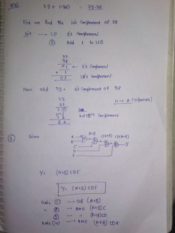 79+ (-98) - 79-98. Firs we had the lor - 1 - los complement of go gs complemen Add to LSB 99 98 01 t gs Complement les comp