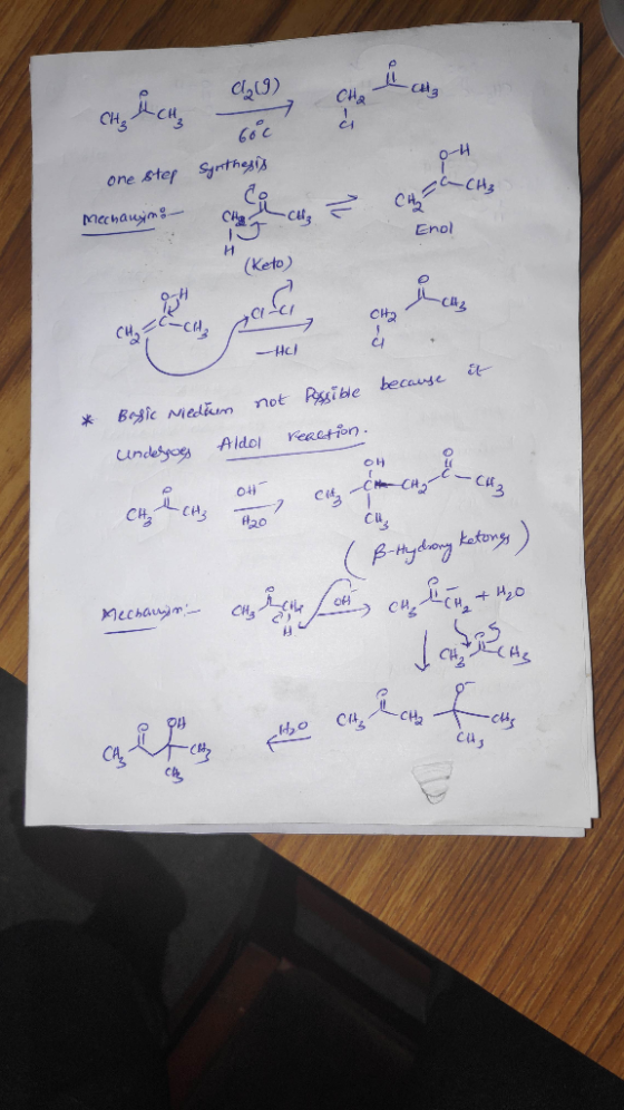 C219) CH& 60°c -0 one step Synthegis caCH3 CH2 Mechauym:- Enol (Keto) CH2 CH, Hcl not Rssible because Bogic Niedžum reaction.