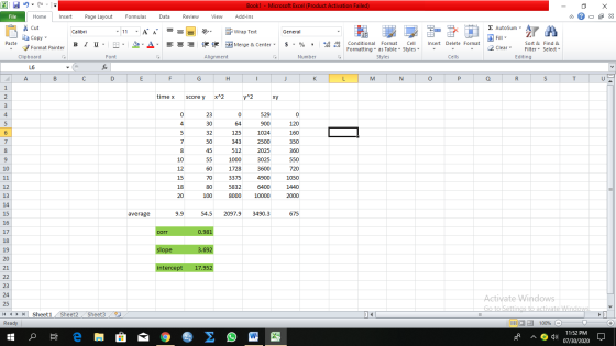 XI - Book1 - Microsoft Excel (Product Activation Failed) File Home Insert Page Layout Formulas Data Review View Add-Ins O x C