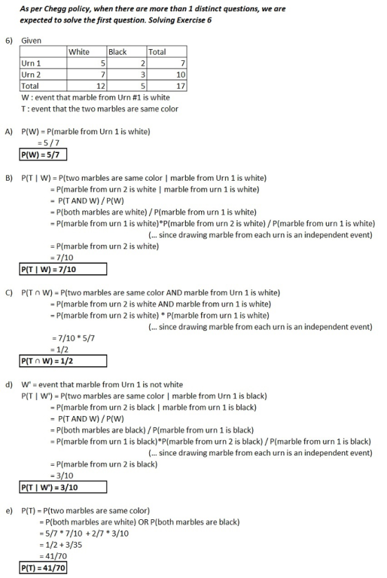 As per Chegg policy, when there are more than 1 distinct questions, we are expected to solve the first question. Solving Exer