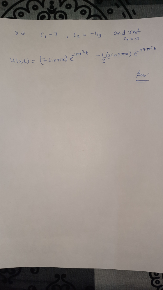(,=7 , C3=-11g and rest Cm - O -37724 - 2772€ ulut) = (7 sinttal - 1/ (sinama) Ano 9 20