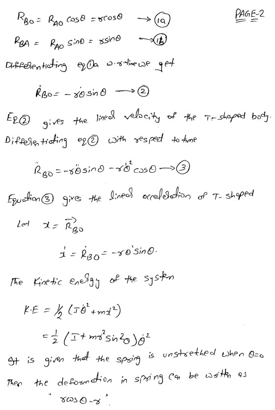 RBO = RAO COSO = scose PAGE-2 19 RBA - rsino Rao sino - Differentiating eq Da wireline we get ÅBo=- rosino 2 Er@ gives the li
