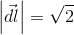 \left | \vec{dl} \right |=\sqrt{2}