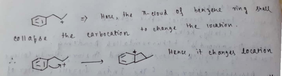 y a collapse Here, the I-cloud of benzene ring shall carbocation to change the location the On Hence, it OG changes – mener,