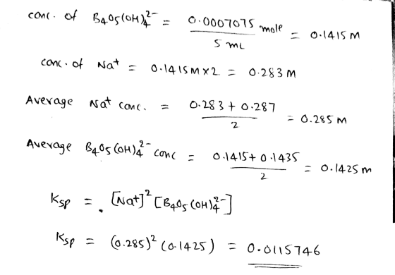 conc. of BAOS(OH)2 = 0.0007075 m I mole - Smi 0.1415m conc. of Nat = 0.1415m x 2 = 0.283M Average Nat come. = 0.283 +0.287 0.