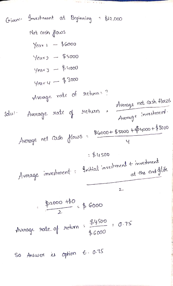 vest ent at Beginning Net cash Mouos 2.000 yeav3 4o00 ieage rede of seun? Avenage net cash flotas Averge investmerd BC000+ $s