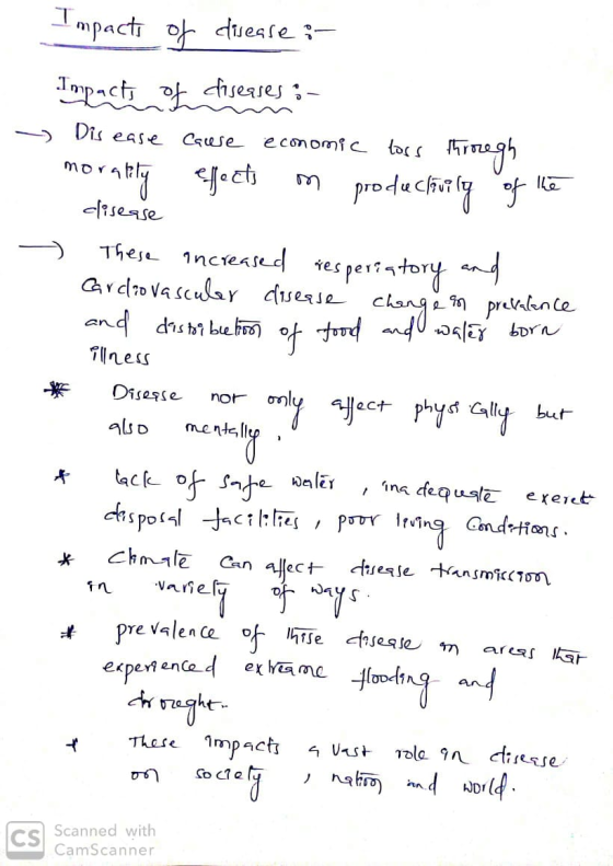 Impacts of disease :- - Impacts of diseases :- Dis ease cause economic loss through morality effects on productivity of the d