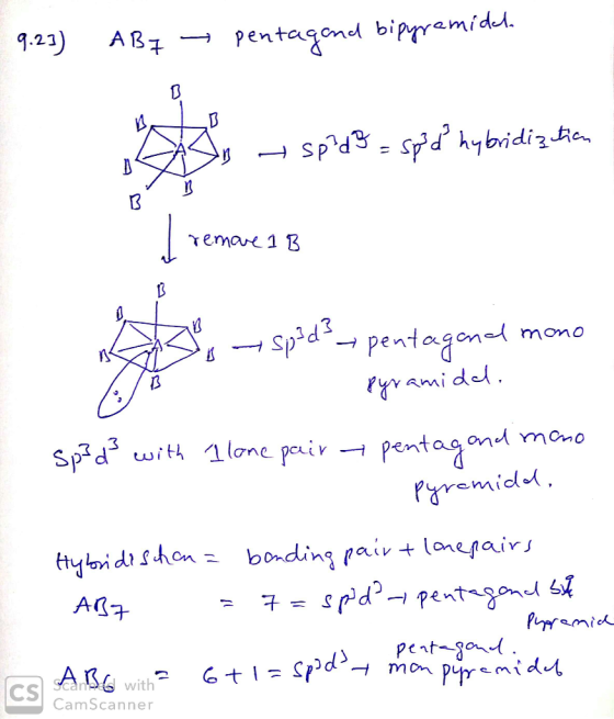 9.21) ABI - pentagand bipyramidal. dns sp?d3-5p3 d hybridization 1. I remare 18 remare 18 sosp?d? – pentagenel mono pyramide.
