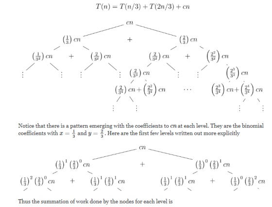 T(n) = T(n/3) +T(2n/3) + cn 5 + (1) on + (1) en + (17) cn t (3) cn () c (3) cń (3) cn+(**)en (3) en (3) en (*) en+() en ... N