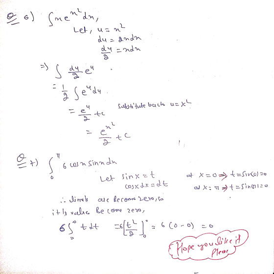 go) Smenada, Let, uan? du= anda au anda = s du er a da se udy. O Substitute back usx OU on ( 6 cosn sinnda 1. Let sinx =t cu