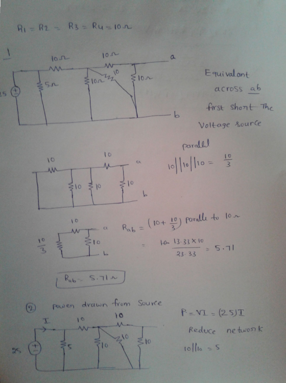 Ri R2 R3= Ru-10n 10n 10 10n Equi val ant across ab first shont The Voltage source Parales 10 / M/1o 3 S10 M10 10 ,(10+ 10) Po