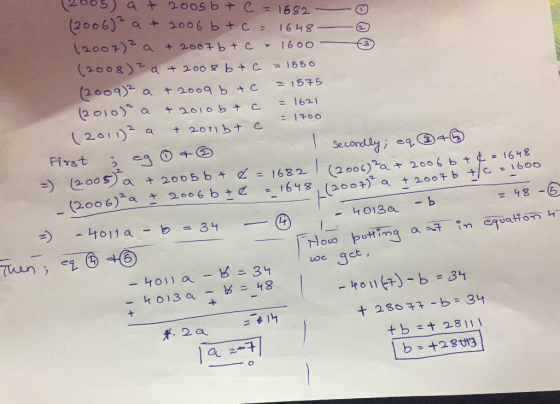 (2005) a + 2005 b十C-1632 (2006) a +2006 b + c, 648一一 2 (2008) a .+200 2009)2 a t 2009 b c = 1675 = 162.) (2011)2 First ; eg