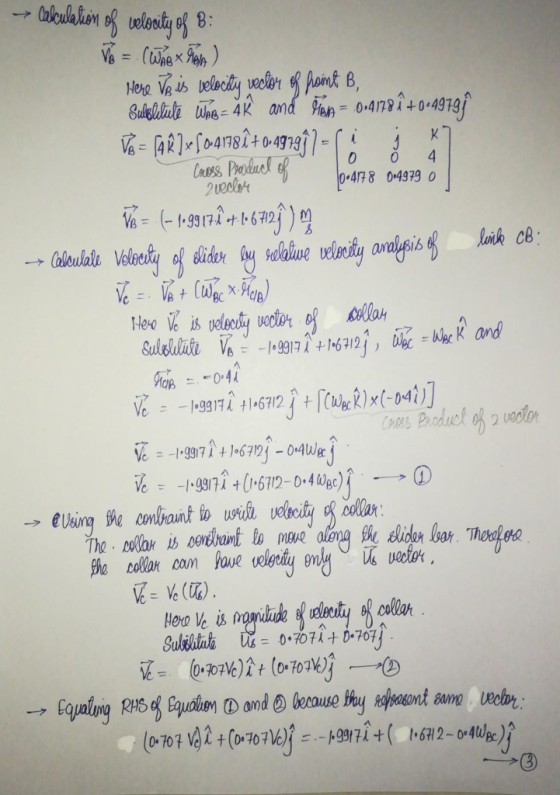 0 0 4 Calculation of velocity of Bi To = ( Who x Righ ) Here To is velocity vector of froint B, Sudsletile Wang = AŃ and Tram