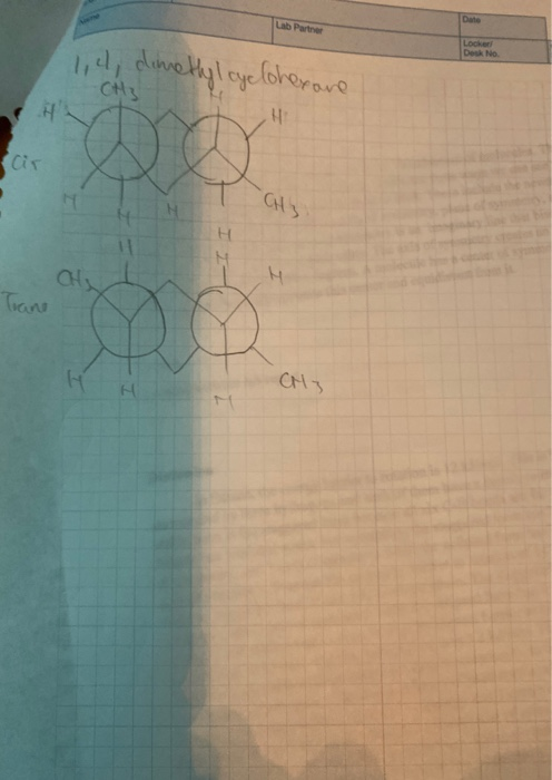 Lab Parte 1, 4, dimethylcyclohexane -CH3 T CHS Trane CH3