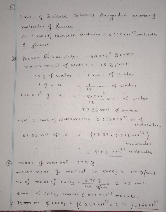 number f 1 mol. if Glicose Contains Avagadros molecules of greeose 1 of Glucose ontains = 6022410 of glucose 23 melecules 1 m