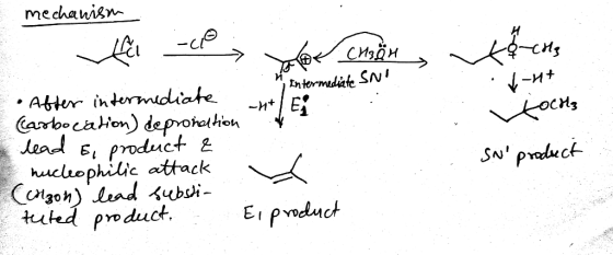 mechanism СИздн Entermdicke SN ES Abter intermdiate arbocation) depohehion Lead E product hucuophilic attack Con3on) lend 4ub