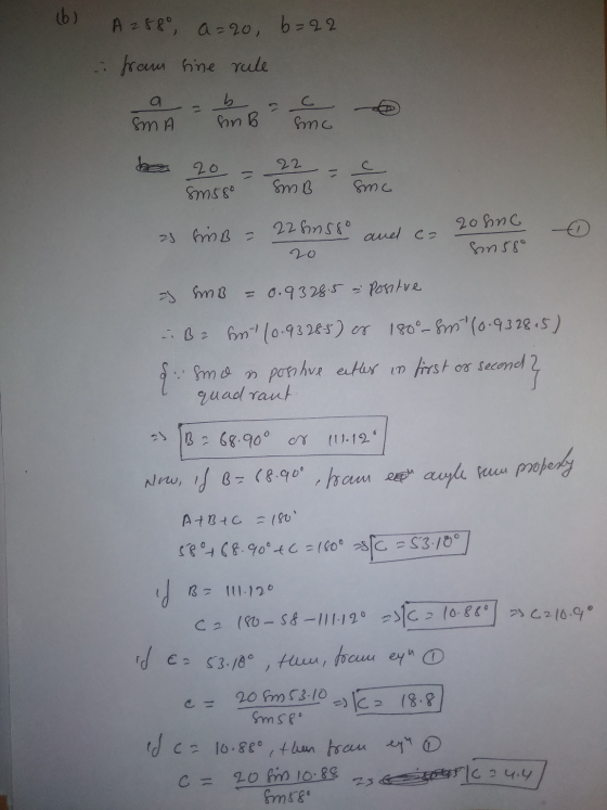 b) A 2880 a 20, b=22 from line rule b ac hn B no SMA to 20 22 SMB c smo mo Sms8° 22 hrs 8o and ca 28 nB 2ohne Sms8° 20 es SMB