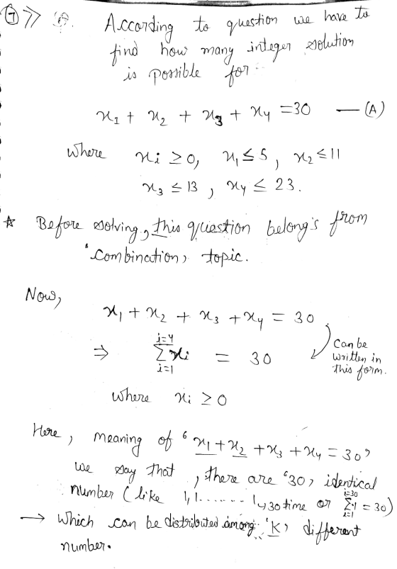 07 A.ccording to question we have to find how many is possible for integer solution (A) Hq t U + Ug + My =30 where Nizo, 4, 5