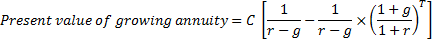 Present value of growing annuity=C Ir-gr
