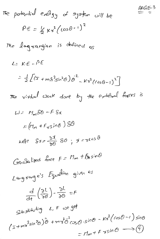 PAGES defined as here sae IX so; a gcosa (Itma sinto)ő tmshoco The potential energy of system will be PE = a xo? (1050-1)? T