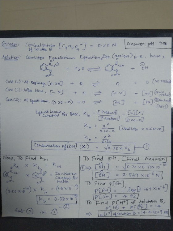 Given: Concontaten [aH = Answer: pH 18 O.20 N 9 Soluten B olution Considen Egulbrium Eguahen, fos Canionie, bau, H20 + + Care
