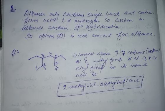 Allanes only contains sungle band that Carbon foors with c& hydrogen. So Carbar in allanes contain 503 hybridization amont so