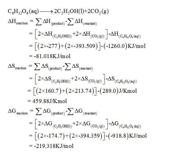 AHreaction-2 AH (product)-Σ AH( reactant) 2xAH - [(2x-277)+(2x-393.509)1-(-1260.0)KJ/mol --81.018KJ/mol tiAS(rac ant) 2xAS (C