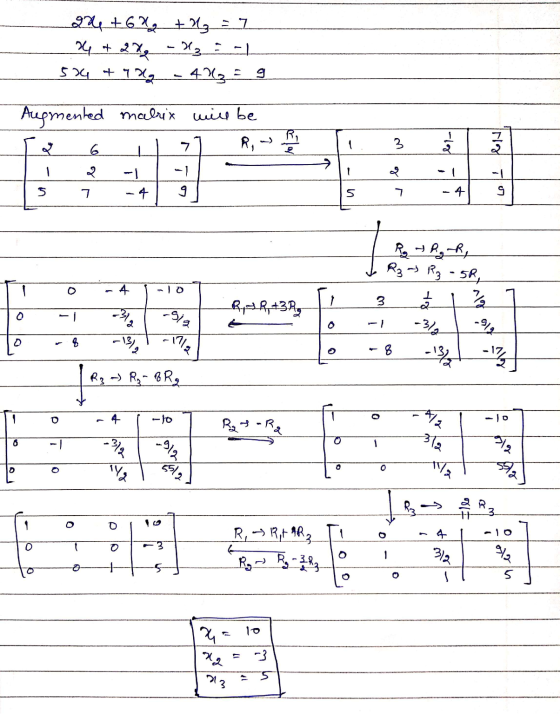 468 + =그 24+짓 = 54 에일 43 9. Augmented matrix will be 2 R, 1 R, 2 6 7 8N 3 ) 5. 5 7 + S 7 - 4 & - R-R, R3-5R 이 4. 호 AAAA3R M 9