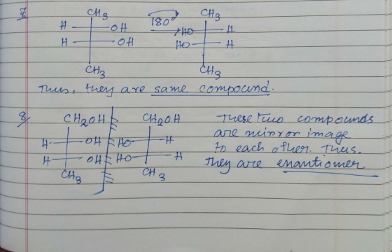 сHg A CH₂ tot 1800 H2E11 H- OH 10-Ft CH3 Eltz Thus, they are same compound. CH₂OHE CHROH To th oft Hot A CA E CH3 there two c